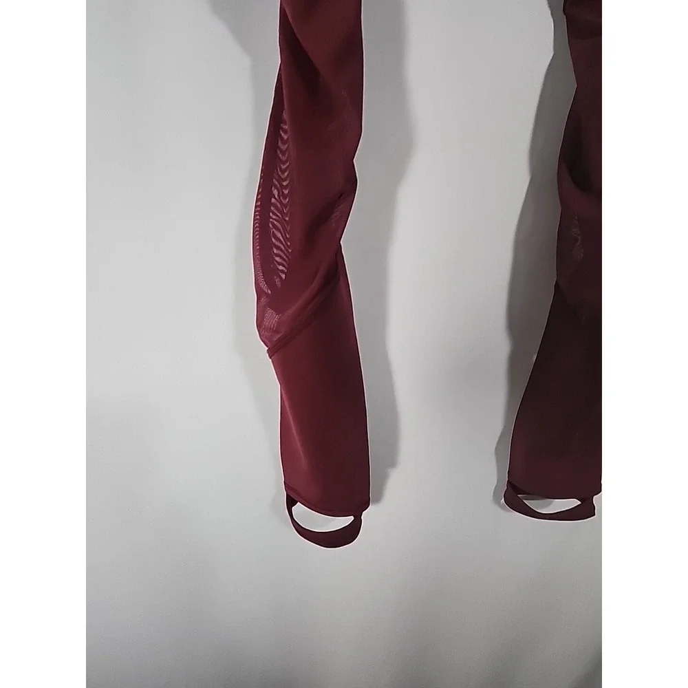 Alo Yoga‎ High Waist Wrapped Stirrup Legging Burgundy Mesh Cutout Womens S